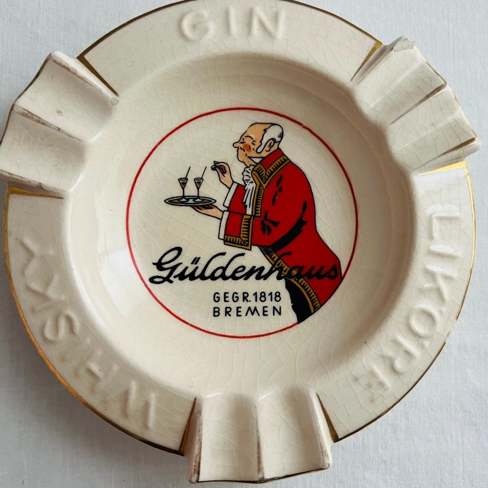 Vintage  Rare Collectible Barware Ceramic Liquor Advertising Ashtray